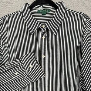 Lauren Ralph Lauren Top Womens 3X Black White Stripe Button Office Career Preppy